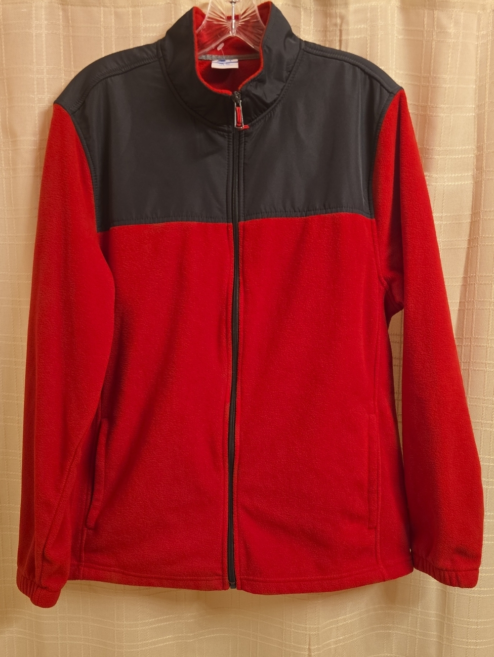 starter jacket men's size medium Re W/ Black Trim fleece zippered Cozy